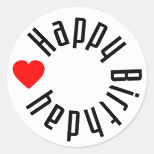 Alles Gute zum Geburtstag mit Herzen Runder Aufkleber