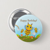 Alles Gute zum Geburtstag mit Honigbienen Button (Vorne & Hinten)