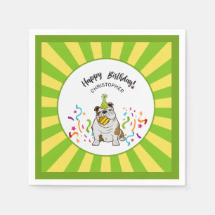 Alles Gute zum Geburtstag mit Ihrem Bulldog Hund B Serviette