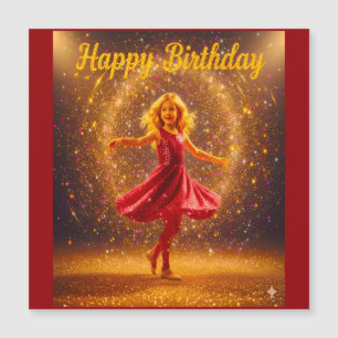 Alles Gute zum Geburtstag mit jungem tanzenden Mäd Magnetkarte