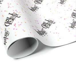Alles Gute zum Geburtstag mit Konfetti auf Weiß Geschenkpapier