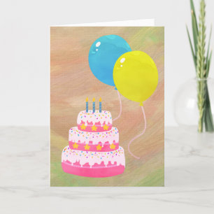 Alles Gute zum Geburtstag mit Kuchen, Geschenken, Karte