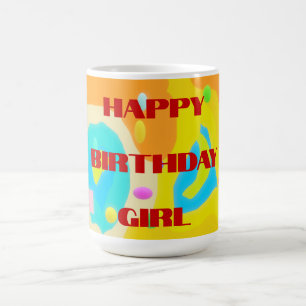 Alles Gute zum Geburtstag mit lustigen Farben gelb Kaffeetasse