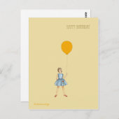 Alles Gute zum Geburtstag mit Mädchen und Ballon Postkarte (Vorne/Hinten)