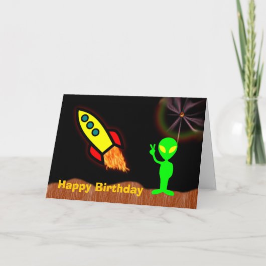 Alles Gute zum Geburtstag mit marsianischer Alien  Karte (Vorderseite)