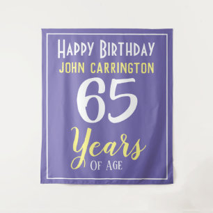 Alles Gute zum Geburtstag mit Name & Alter 65 Jahr Wandteppich