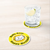 Alles Gute zum Geburtstag mit Namen Runder Pappuntersetzer (Vor Ort)