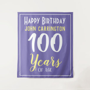 Alles Gute zum Geburtstag mit Namen und Alter 100  Wandteppich