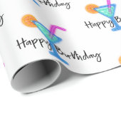 Alles Gute zum Geburtstag mit Neon Cocktail Geschenkpapier (Rolleneckpunkt)