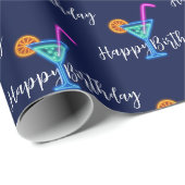 Alles Gute zum Geburtstag mit Neon Cocktail Geschenkpapier (Rolleneckpunkt)