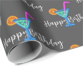 Alles Gute zum Geburtstag mit Neon Cocktail Geschenkpapier (Rolleneckpunkt)