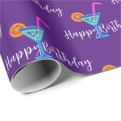 Alles Gute zum Geburtstag mit Neon Cocktail Geschenkpapier (Rolleneckpunkt)