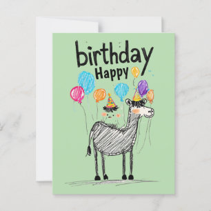 Alles Gute zum Geburtstag mit Niedlichen Pferden & Postkarte