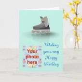 Alles Gute zum Geburtstag mit Rollerblade-Skaten Karte (Gelbe Blume)