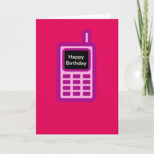 Alles Gute zum Geburtstag mit rosa Handy Karte (Vorderseite)