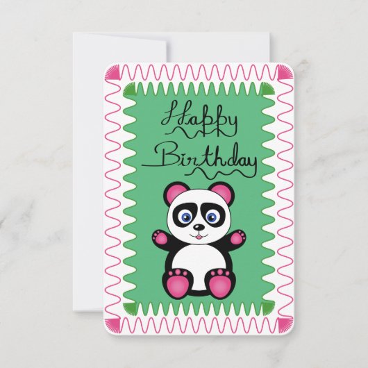 Alles Gute zum Geburtstag mit rosa Panda (Vorderseite)