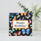 Alles Gute zum Geburtstag mit Schmetterlingen Karte (Stehend Vorderseite)