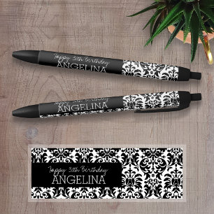 Alles Gute zum Geburtstag mit Trendy Black und Whi Kugelschreiber