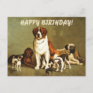 Alles Gute zum Geburtstag mit Vintage-Hunde-Illust Postkarte