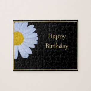 Alles Gute zum Geburtstag mit weißer Blume und sch Puzzle