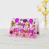 Alles Gute zum Geburtstag mit Whimsikischen Blume Karte (Gelbe Blume)