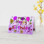 Alles Gute zum Geburtstag mit Whimsikischen Blume Karte (Gelbe Blume)