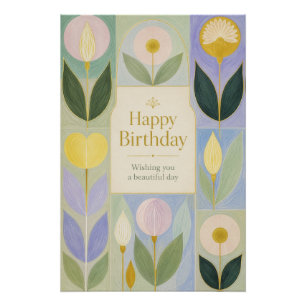 Alles Gute zum Geburtstag Moderne Botanische Blume Poster