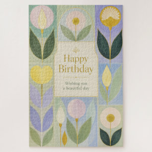 Alles Gute zum Geburtstag Moderne Botanische Blume Puzzle