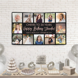 Alles Gute zum Geburtstag Moderne Fotocollage Schw Banner