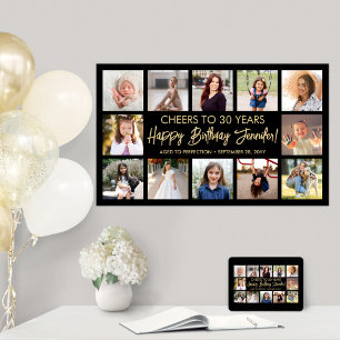 Alles Gute zum Geburtstag Moderne Fotocollage Schw Poster
