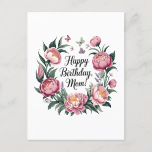 Alles Gute zum Geburtstag Mom Blumen-Design Postkarte