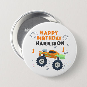 Alles Gute zum Geburtstag Monster Car Trucks Name Button
