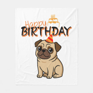 ALLES GUTE ZUM GEBURTSTAG MOPS FLEECEDECKE