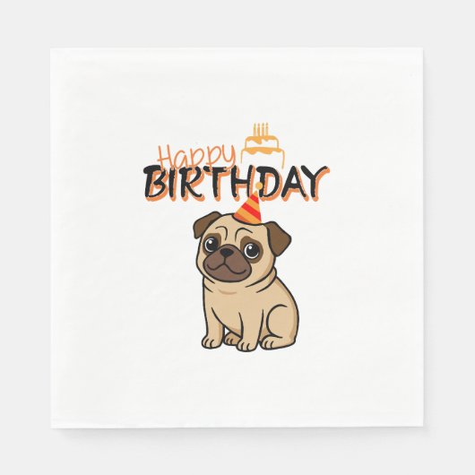 ALLES GUTE ZUM GEBURTSTAG MOPSHUND SERVIETTE (Vorderseite)