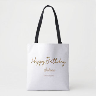 Alles Gute zum Geburtstag Name Datum braun lila pa Tasche