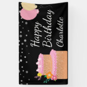 Alles Gute zum Geburtstag Name Geburtstagskuchen u Banner (Vertikal)