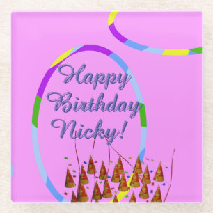 Alles Gute zum Geburtstag Name  Glasuntersetzer