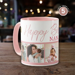 Alles Gute zum Geburtstag Nana 5 Foto Collage Pink Tasse