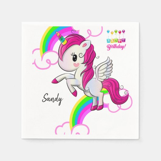 Alles Gute zum Geburtstag, Napkins, Einhorn Serviette (Vorderseite)