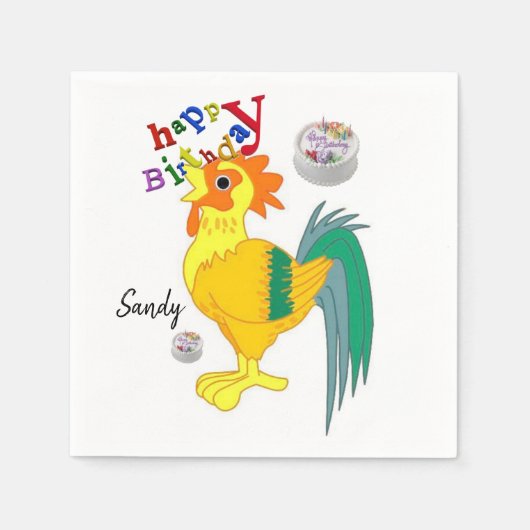 Alles Gute zum Geburtstag, Napkins, Rooster Serviette (Vorderseite)