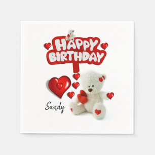Alles Gute zum Geburtstag, Napkins, Weißer Teddy B Serviette