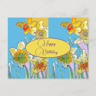 Alles Gute zum Geburtstag Narzisse floral Gelb Bla Postkarte