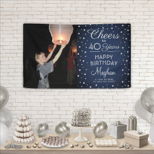 ALLES GUTE zum Geburtstag Navy & Silber Konfetti 1 Banner