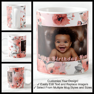 Alles Gute zum Geburtstag Neue Mama Foto Süße Rosa Kaffeetasse