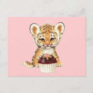 Alles Gute zum Geburtstag - Niedlicher Tiger mit C Postkarte