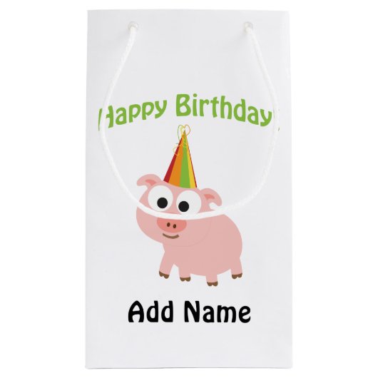 Alles Gute zum Geburtstag! Niedliches Schwein Kleine Geschenktüte (Rückseite)
