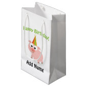 Alles Gute zum Geburtstag! Niedliches Schwein Kleine Geschenktüte (Vorderseite Schrägansicht)