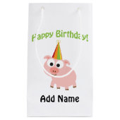 Alles Gute zum Geburtstag! Niedliches Schwein Kleine Geschenktüte (Vorderseite)