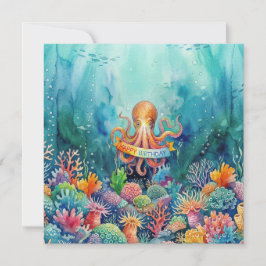 Alles Gute zum Geburtstag Oktopus Ozean Meer Leben Einladung