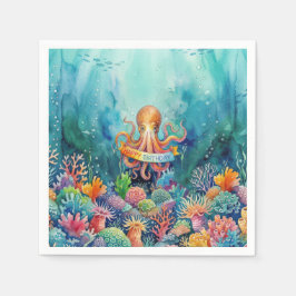 Alles Gute zum Geburtstag Oktopus Ozean Meer Leben Serviette